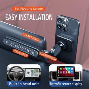 img 3 attached to Universal Magnetic Car Phone Mount with Touch Screen Compatibility, Fragrance Sticks, and Temporary Parking Number Plate - Ideal for Tesla Model 3/Y/X/S, Mercedes GLC/C Class, Audi A4/Q5, and more.