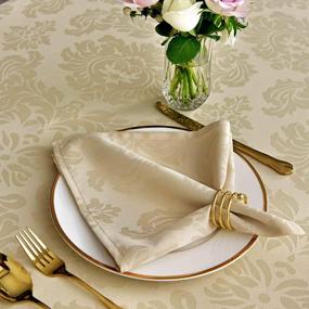 img 3 attached to Maxmill Jacquard Cloth Napkins 20 X 20 Inch Damask Pattern Soft Comfortable And Luxury Serviette For Restaurant Family Dinners Weddings Parties And Banquets Set Of 4 Pieces Beige