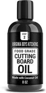 🥥 food-grade butcher block oil by virginia boys kitchens - coconut oil, no mineral oil - kitchen countertop, cutting board, and butcher block wood conditioner - made in the usa for food safety logo