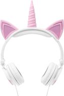 🦄 premium led light up in the dark unicorn over the ear comfort padded stereo headphones with aux cable - white, perfect earphone gift логотип