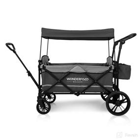 img 2 attached to 👶 WONDERFOLD X2 Double Stroller Wagon (2 Seater): 5 Point Harnesses, Adjustable Push Handle, Telescopic Pull Handle, Removable Canopy with UV-Protection - Stone Gray