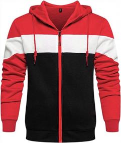 img 4 attached to Color Block Hooded Zip-Up Sweatshirt For Men: DUOFIER'S Stylish Front Zip Hoodies
