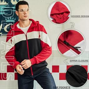 img 2 attached to Color Block Hooded Zip-Up Sweatshirt For Men: DUOFIER'S Stylish Front Zip Hoodies