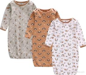 img 4 attached to 👶 Newborn Baby Gown Trio, Set of 3 Baby Sleeping Bags, Long-sleeve Sleep Sack Bundle, Cotton Clothes for Boys and Girls 0-12 Months