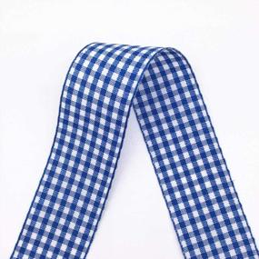 img 2 attached to 25 Yards Of 1-Inch Blue Gingham Ribbon - 100% Polyester Woven Edge Checkered Ribbon Roll