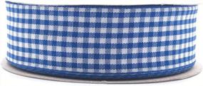 img 3 attached to 25 Yards Of 1-Inch Blue Gingham Ribbon - 100% Polyester Woven Edge Checkered Ribbon Roll