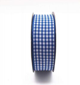img 1 attached to 25 Yards Of 1-Inch Blue Gingham Ribbon - 100% Polyester Woven Edge Checkered Ribbon Roll