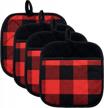 stay festive and safe in the kitchen with joyhalo's 4 pack christmas buffalo plaid pot holders - heat resistant hot pads for cooking and baking logo