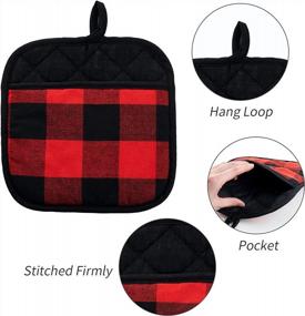 img 2 attached to Stay Festive And Safe In The Kitchen With Joyhalo'S 4 Pack Christmas Buffalo Plaid Pot Holders - Heat Resistant Hot Pads For Cooking And Baking