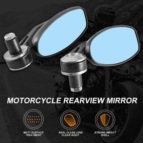 img 3 attached to 🏍️ KATUR Motorcycle Rearview Mirror - Premium Silver 7/8 Inch 22MM Aluminum Alloy Round Shaped Universal Handlebar Rear View Side Mirrors - Compatible with Yamaha, Honda, Triumph, Ducati, Suzuki