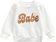 trendy toddler baby girl boys pullover top: stylish letter 👶 babe printed casual long sleeve sweatshirt for infant fall winter clothes логотип