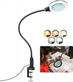 img 4 attached to TOMSOO 26" LED Magnifying Lamp With Clamp And 5X Real Glass Magnifier - 5 Color Modes, Stepless Dimming, Hands-Free For Painting, Close Work, Craft And Hobby