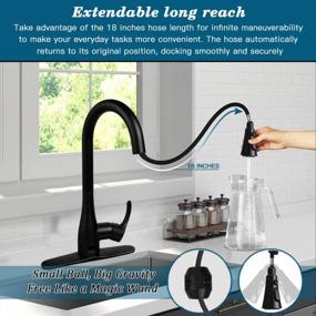 img 1 attached to Motion Sensor Automatic Kitchen Faucet Touchless,Soosi Pull Down Kitchen Faucet Single Handle One/3 Hole 3 Setting Sprayer Matte Black Solid Brass Kitchen Faucets Spot Free Lead-Free, Stainless Steel
