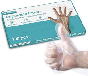 img 1 attached to 🧤 100 Pack Disposable Plastic Gloves - Food Prep, Cleaning & Handling - Transparent Bulk Gloves for Shared Spaces - One Size Fits Most