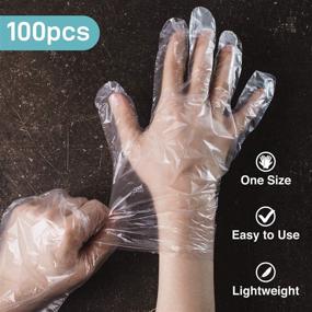 img 3 attached to 🧤 100 Pack Disposable Plastic Gloves - Food Prep, Cleaning & Handling - Transparent Bulk Gloves for Shared Spaces - One Size Fits Most