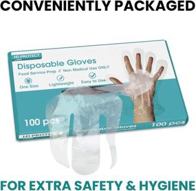 img 2 attached to 🧤 100 Pack Disposable Plastic Gloves - Food Prep, Cleaning & Handling - Transparent Bulk Gloves for Shared Spaces - One Size Fits Most