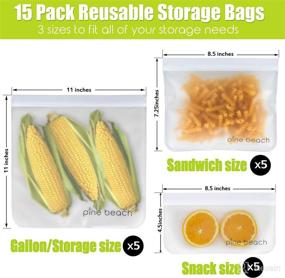 img 1 attached to 🌲 Reusable Storage Bags - PINE BEACH: Leakproof Eco-Friendly Solution for Lunch, Travel, and Food Storage (Set of 15)