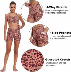 img 1 attached to High Waisted Yoga Print Gym Biker Shorts For Women With Pockets - Tummy Control Workout Shorts By RAYPOSE