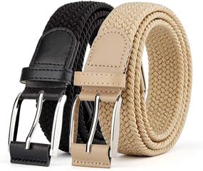 img 4 attached to Pieces Braided Elastic Stretch Canvas Men's Accessories better for Belts