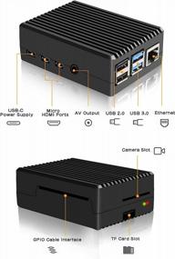 img 1 attached to Чёрный алюминиевый корпус Raspberry Pi 4 от Geekworm - корпус с мощным охлаждением и тепловым столбиком - совместим только с Raspberry Pi 4 модель B (P173)