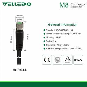 img 3 attached to Industrial Sensor Connector Cable Cord - VELLEDQ Field Assembly M8 3-Pin A Coding