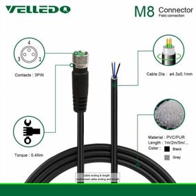 img 2 attached to Industrial Sensor Connector Cable Cord - VELLEDQ Field Assembly M8 3-Pin A Coding