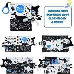 img 2 attached to 🐠 Soft Cloth Baby Book for Marine Animals Tails - High Contrast, Non-Toxic, Crinkle Washable Toy for Sensory Stimulation, Early Education - Ideal for Babies, Infants, Toddlers, and Kids