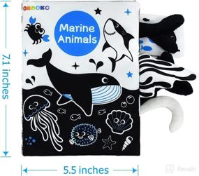 img 3 attached to 🐠 Soft Cloth Baby Book for Marine Animals Tails - High Contrast, Non-Toxic, Crinkle Washable Toy for Sensory Stimulation, Early Education - Ideal for Babies, Infants, Toddlers, and Kids