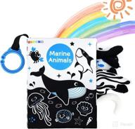 🐠 soft cloth baby book for marine animals tails - high contrast, non-toxic, crinkle washable toy for sensory stimulation, early education - ideal for babies, infants, toddlers, and kids логотип