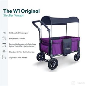 img 2 attached to 🌈 WONDERFOLD W1 Cobalt Violet Double Stroller Wagon: Face-to-Face Seats, 5-Point Harnesses, Adjustable Handle, UV-Protection Canopy
