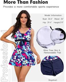 img 2 attached to ECUPPER Shapping Printed Swimdress Boyshort Women's Clothing : Swimsuits & Cover Ups