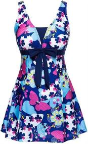 img 4 attached to ECUPPER Shapping Printed Swimdress Boyshort Women's Clothing : Swimsuits & Cover Ups