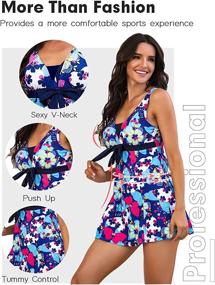 img 1 attached to ECUPPER Shapping Printed Swimdress Boyshort Women's Clothing : Swimsuits & Cover Ups