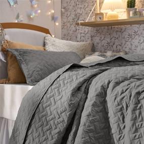 img 2 attached to BEDSURE Twin Extra Long Quilt Set Grey -Summer Quilt Set Twin Size -Twin/Twin XL Lightweight Bedspread - Soft Bed Coverlet (Includes 1 Quilt, 1 Pillow Sham)