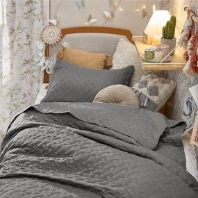 img 3 attached to BEDSURE Twin Extra Long Quilt Set Grey -Summer Quilt Set Twin Size -Twin/Twin XL Lightweight Bedspread - Soft Bed Coverlet (Includes 1 Quilt, 1 Pillow Sham)