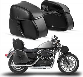 img 4 attached to OXMART Motorcycle Saddlebags Single Buckle Throw Over Bags | Universal Black Leather Sissy Bar Side Storage Tool Bag With Quick Release Buckle Compatible For Harley Honda Kawasaki Yamaha Sportster