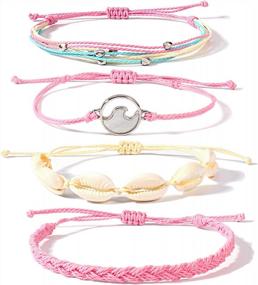 img 4 attached to Boho Chic: Stunning Shiny Wave Bracelets With Cute Shell Design – Perfect Beach Accessories For Women And Teen Girls