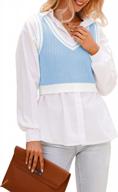 stylish women's v-neck cropped sweater vest knit tunic sleeveless pullover top by shawhuwa logo
