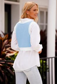 img 2 attached to Stylish Women'S V-Neck Cropped Sweater Vest Knit Tunic Sleeveless Pullover Top By Shawhuwa