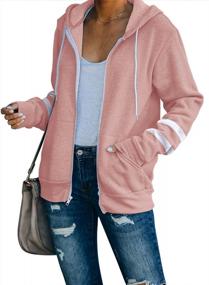 img 2 attached to PINKMSTYLE Women'S Color Block Fleece Hoodie Jacket: Perfect For Active Workouts With Convenient Pockets