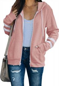 img 4 attached to PINKMSTYLE Women'S Color Block Fleece Hoodie Jacket: Perfect For Active Workouts With Convenient Pockets