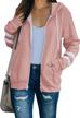 pinkmstyle women's color block fleece hoodie jacket: perfect for active workouts with convenient pockets logo