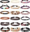 18pcs leather chakra bead bracelets for men & women - tribal charm, ethnic wood beads, hemp wristbands logo
