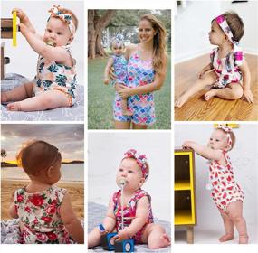 img 2 attached to UNICOMIDEA Baby Girl Rompers Bodysuit Floral Sleeveless Jumpsuit Newborn Outfit Set Match Headband 0-24 Months Toddler