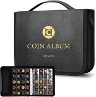 coin collection book holder for collectors, 260 pockets coins collecting album with zipper and handle. coin display storage case for money currency collection supplies, bill commemorative (box only) логотип