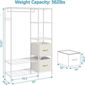 img 1 attached to VIPEK V7 6-Tier Heavy Duty Wire Garment Rack With 2 Fabric Drawers - Max Load 562LBS, 44.9"L X 16.5"W X 70.9"H Freestanding Wardrobe Closet For Hanging Clothes, White