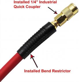 img 1 attached to YOTOO Heavy Duty Hybrid Air Hose - 1/4-Inch By 50-Feet, 300 PSI, Lightweight, Kink Resistant, All-Weather Flexibility With Industrial Quick Coupler Fittings, Bend Restrictors - Red