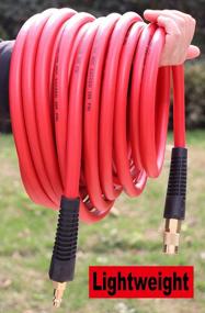 img 3 attached to YOTOO Heavy Duty Hybrid Air Hose - 1/4-Inch By 50-Feet, 300 PSI, Lightweight, Kink Resistant, All-Weather Flexibility With Industrial Quick Coupler Fittings, Bend Restrictors - Red