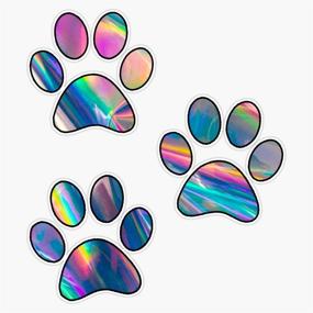 img 2 attached to HJ Media Holographic Paw Prints: Waterproof Vinyl Decal for Windows & Bumpers - 5inch Sticker, HJ-CAT-STICKERS-1301