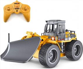 img 4 attached to Remote Control Snow Plow Tractor Toy With Lights For Kids - Fisca 6 Channel 2.4G 4WD Alloy Vehicle